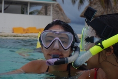 Students preparing for snorkeling.